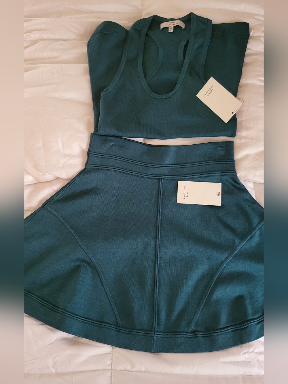 Robert Rodriguez collection top and skirt teal sz S - Picture 10 of 13